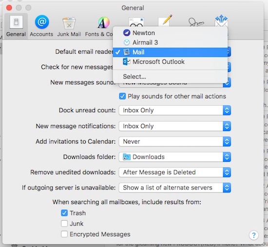 set default email on mac for excel